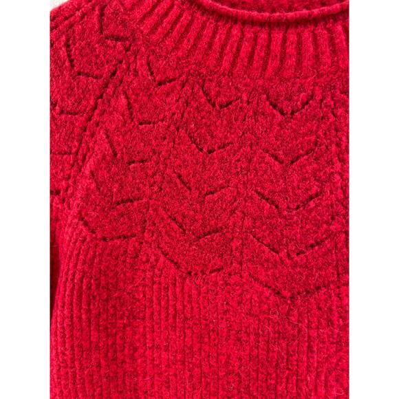 Talbots Petites Sweater Women Sz LP Red Crew Neck Chenille Feel Wool Alpaca - Picture 2 of 8